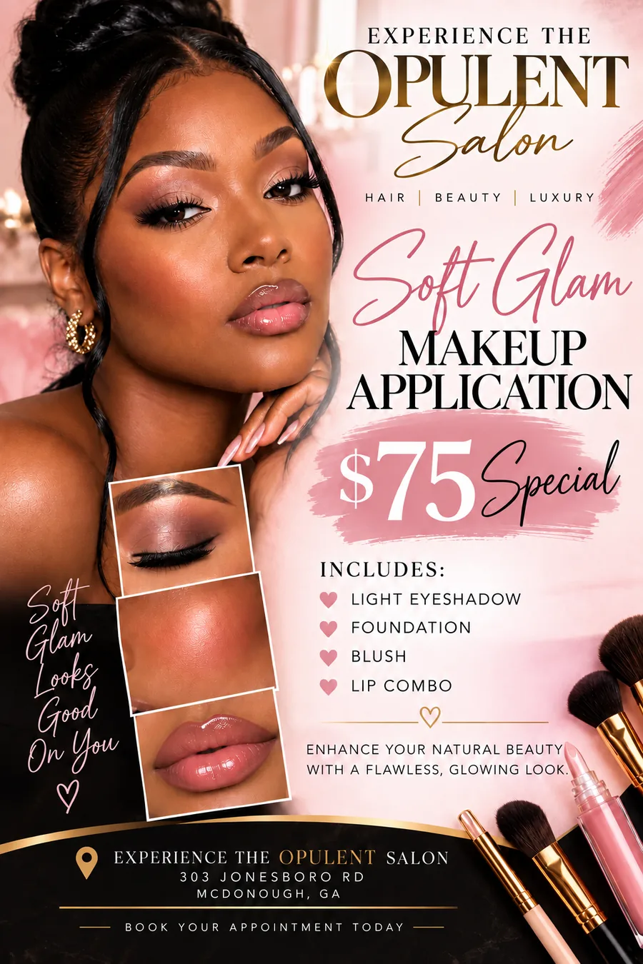 Soft Glam Makeup Application flyer
